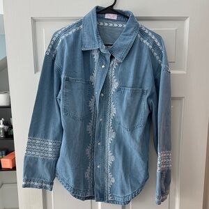 Pink Lily Blue Denim with White Accents